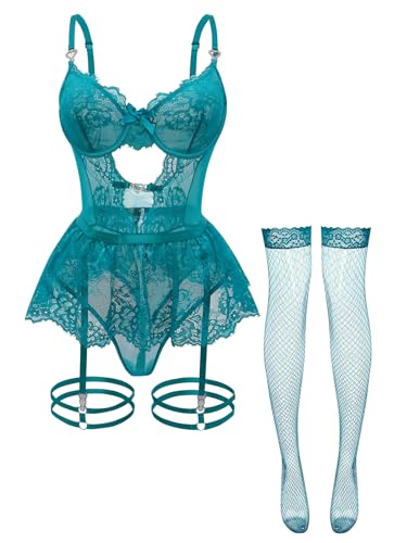 Image of Foxiny Sexy Lingerie Set 3 Piece Women Corset Bodysuit