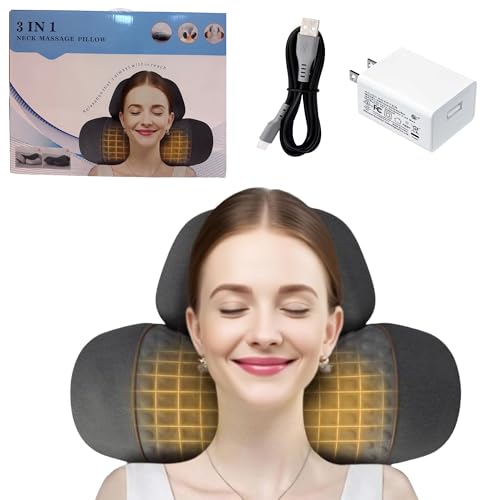 Everjia Well Heated Neck Pillow with Massage|Neck Massage Pillow with Heat |Cervical Pillows for Shoulder and Neck Relaxation (Dark Gray) by Everjia Well - Used condition - CA$23.54