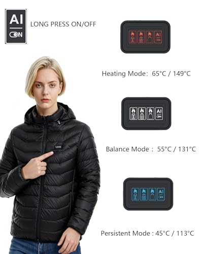 Image of Heated Down Jacket for Men and Women with Power Bank,16000mAh Battery 23 Graphene Heating Element