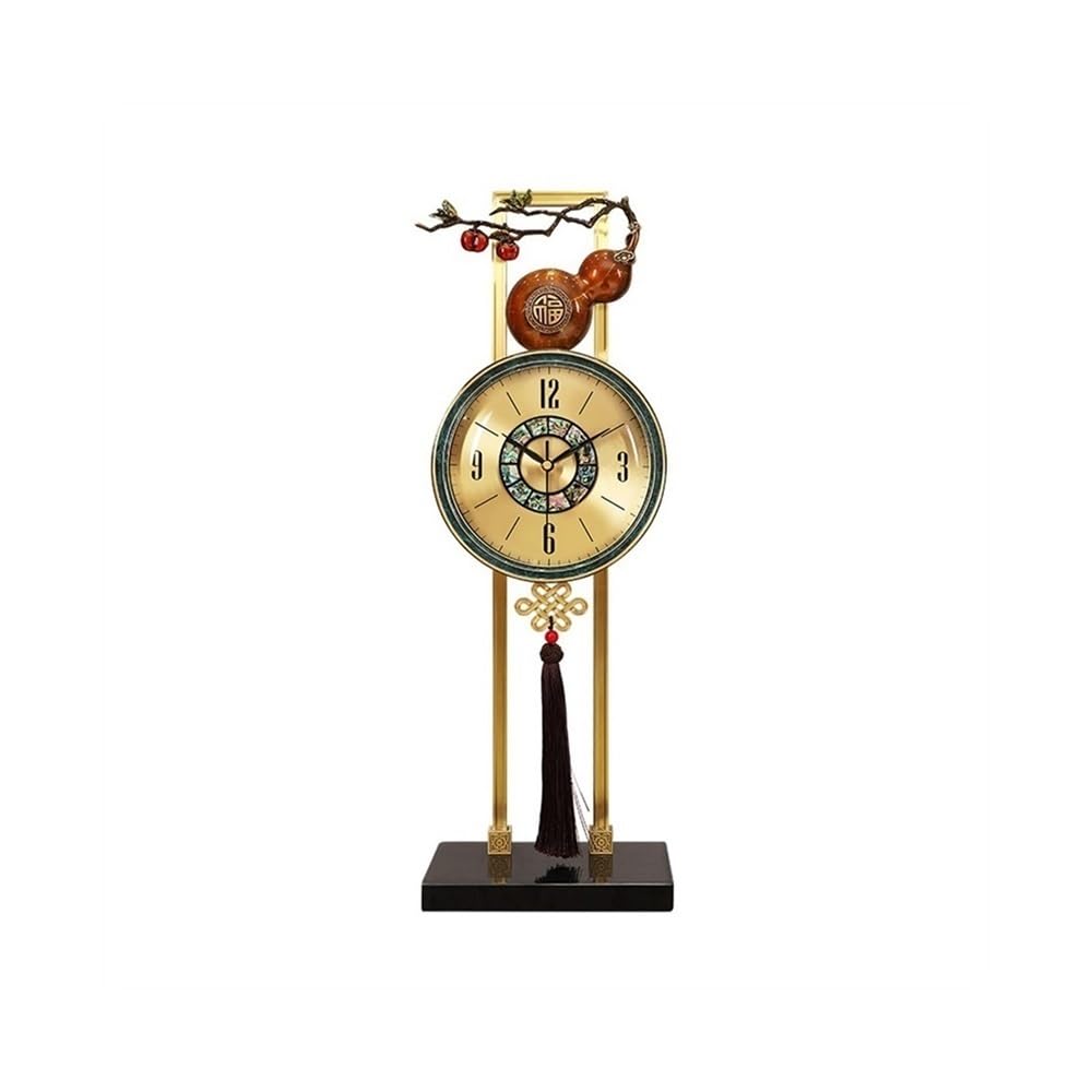 QINGGANG-0224 Mantel Clock Brass Table Clock Decorative Desk Shelf Classical Pendulum Desktop for Home Office