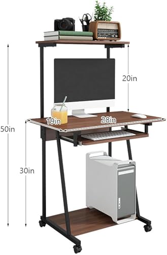Bureau informatique mobile avec rangement et plateau clavier pour petit espace - 3