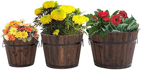 Set Di 3 Vasi Rettangolari Per Interno Ed Esterno Marrone Scuro GAZA - Foto 5