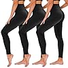 TNNZEET 3 Pack Leggings for Women – Black Tummy Control High Waisted Soft Yoga Pants for Workout Gym Running with Pockets