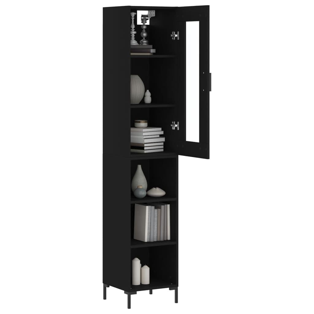 Möbel Wohnaccessoire Highboard Schwarz 34,5x34x180cm Engineered Wood-Furniture