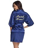 Vlazom Bridal Bridesmaid Robes Silk Bride Party Robes Dressing Gwon, Wedding Day Robes, Glitter Bridesmaid Kimono Bathrobe-Maid of Honor