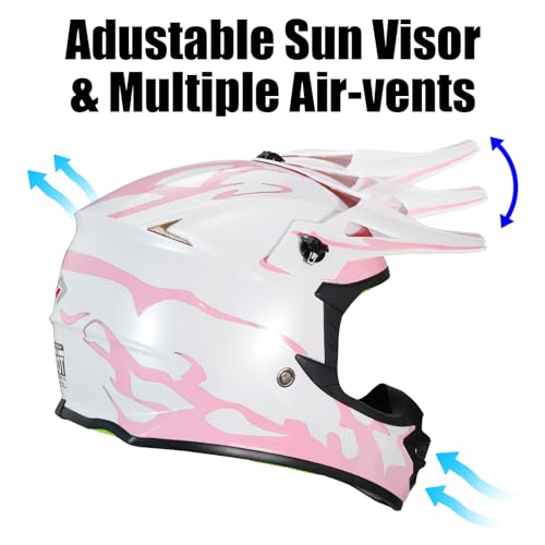 Image of Youth Kids Dirt Bike Helmet for Boys & Girls,F001 Full Face Motorcycle Helmet for Off-Road ATV Street Riding Four Wheeler Mountain Bike with Goggles Gloves,DOT Approved