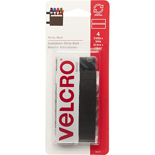Velcro Usa Consumer Pdts 90075 Sticky Back Fasteners, Black, 3.5-In. Strips, 4-Ct. - Quantity 6