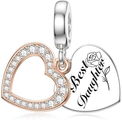 LANBEIDE Family Charms, 925 Sterling Silver Love Heart Flower Charms Bead fit Pandora Bracelet Mom Sister Friends Wife Charms Gifts for Women
