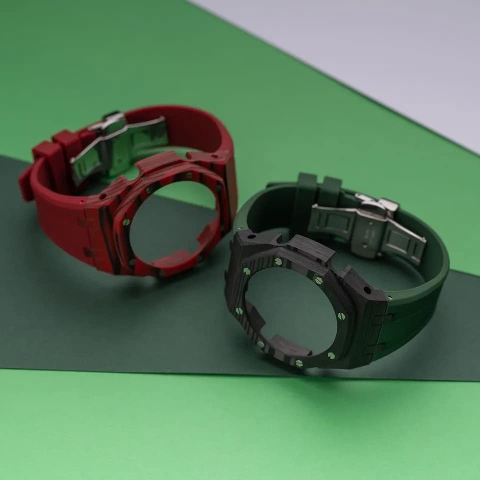 Boîtier carbone GA2100 luxe homme et bracelet caoutchouc fluor - 3