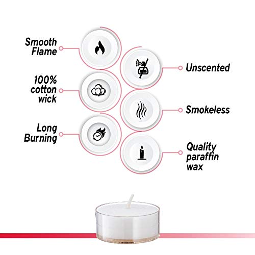 Lerner Clear Tea Lights Candles Bulk - 4.5 Hour Clear Cup Tealight 200 Pack - Consistent Smkless Clean Burning - Holiday, Wedding, Spa, Emergency And Home Decoration Candles #TOP4