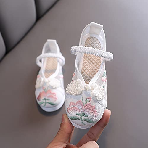 Girls Flat Bottomed Embroidered Sandals Fashionable Costume Children Performance Children Size 4 Sandals for Baby Girls (White, 1 Big Kids)2