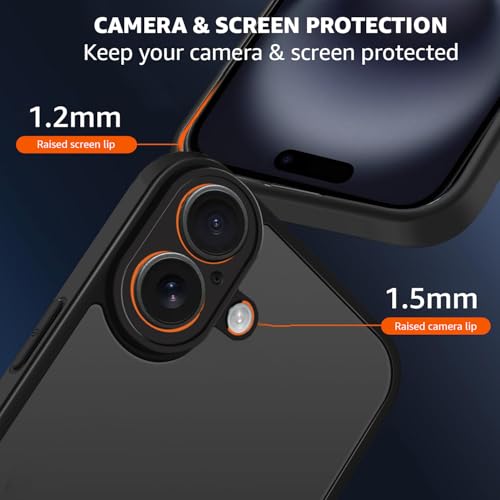 Image of Amozo for iPhone 16 Plus Back Case Cover | Defence Series Matte Camera & Drop Protection Back Cover Case for iPhone 16 Plus (Polycarbonate|Black)