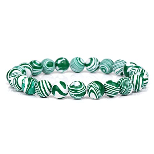 Bracelet malachite 8mm en pierres naturelles véritables pour homme et femme élégant