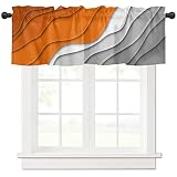 Fall Curtain Valance for Windows Orange Grey Modern Geometric Rod Pocket Valance Window Treatments 1 Panel Abstract Ombre Short Curtains for Kitchen Windows Bathroom Bedroom 54 x 18 inch