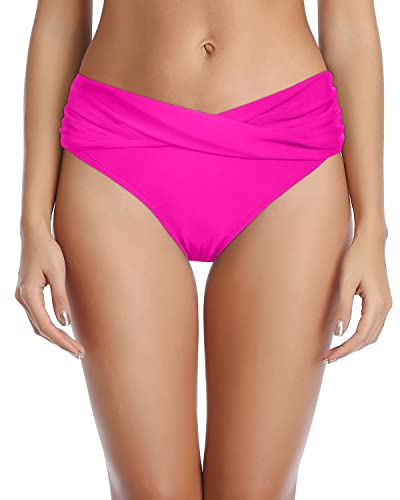 Image of Tempt Me Women Twist Bikini Bottom Moderate High Cut Bathing Suit Bottoms Ruched Swimsuit Bottom