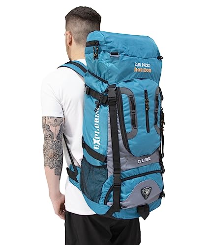 MOCHILA TRILHA 75L CAMPING ESPORTE ESCOTEIROS ACAMPAMENTO REFORÇADA (Azul)