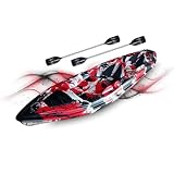 Caiaque Duplo De Pesca Modelo K2 Pró Fibra 2 Lugares + Remos (CAMUFLADO VERMELHO)