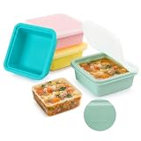 Gimars 4 PCS Extragroße Silikon Gefriertablett 500ml Einfrieren Behälter Silikon mit Deckel