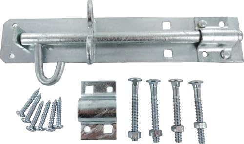 Merriway BH04255 2 A Brenton Type Heavy Duty Galvanised Rust Proof Padbolt Including Fittings 200 mm 8 inch Silver