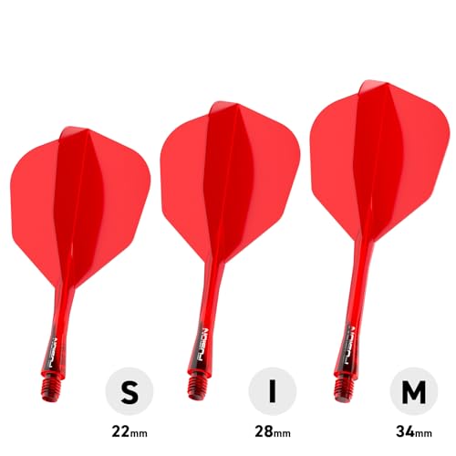 Winmau Dart Flights and Shaft System - Fusion Integrated Flight and Shaft System - Deflection Control - No. 6 Medium 34mm - 90-Degree Wing Design for Steel Tip and Soft Tip Darts - Red by Winmau - Image 5