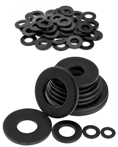 JUKOTA - JUKOTA M8x16 mm Rondelle Plastique 50 Pièces Rondelles Nylon Plates Isolation Rondelle Nylon Noir Entretoise Plastique pour Gonds de Porte Sièges de Palier des Engrenages Connecteurs de Meubles