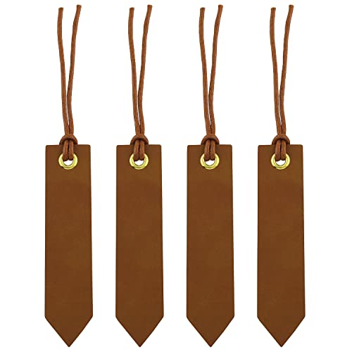 ZZLZX Leder-Lesezeichen, 4 Stück, braunes Leder, handgefertigt, Lesezeichen für Bücher, perfektes Geschenk für Leser, Schriftsteller, Leder-Lesezeichen Cover