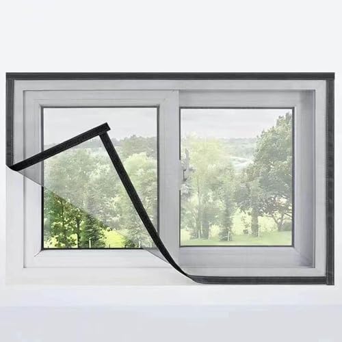 Mosquito Net for Window, Magnetic Adjustable Mesh Curtain, DIY Self-Adhesive Mosquito Net, Nylon Fine Mesh Screen Protector for Windows Doors and Patio Screens (Black-6pc)