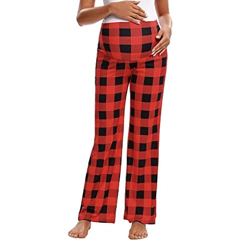 Ecavus Women's Maternity Wide/Straight Versatile Comfy Palazzo Lounge Pants Stretch Pregnancy Trousers Cover