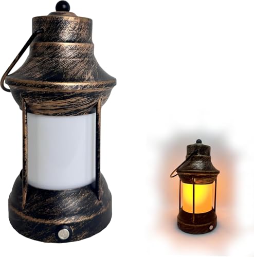 Wiby Lanterna da Esterno Stile Vintage LED Ricaricabile 1800mAh, Lampada da Tavolo Senza Fili con Effetto Fiamma, Dimmer Touch 160lm 3000K, USB-C, per Giardino, Balcone e Campeggio (Stile 2)