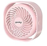 Geeky 360 Degree Adjustable USB & Rechargeable Battery Mini Desk Fan (Pink)