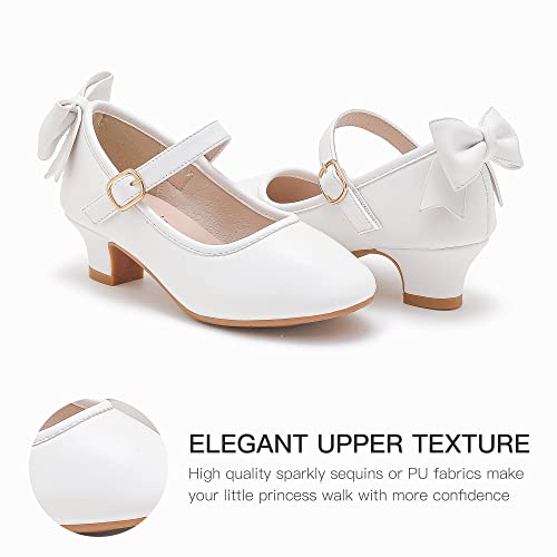 Image of Dufannie Girls Dress Shoes Princess Flats Heels for Toddler Little Big Kids