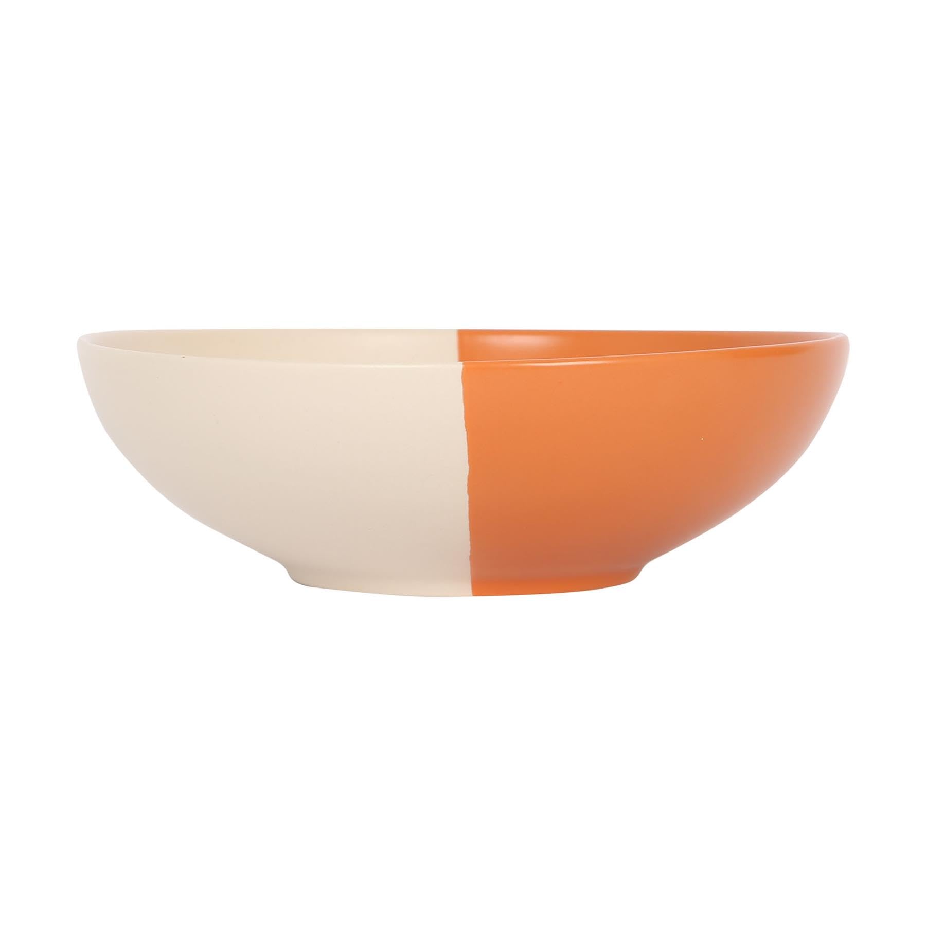 Nicola Spring Stoneware Pasta Bowl - 20.5cm - Burnt Orange - Pack of 1 - Ceramic Two Tone Noodle Bowls Tableware Dishwasher & Microwave Safe Crockery for Dessert, Pasta, Soup, Cereal, Rice