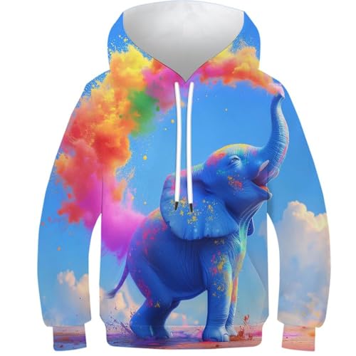 Hoodie éléphant de dessin animé 3D pour ado fille et garçon de 8 à 10 ans