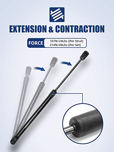 Otuayauto 14 Inch Gas Strut - 107N/24Lbs Universal Lift Support - Replacement For Camper Shell Shocks, Canopy, Tool Box, Truck Cap, Oem # C16-06389 (Pack Of 2) #TOP7