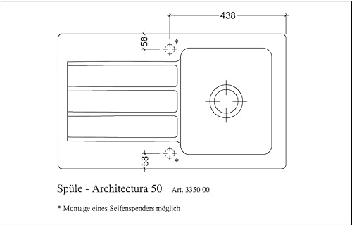 Villeroy & Boch Architectura 50 Küchenspüle, Spülbecken mit einem Hahnloch, Spüle inkl. Ablaufgarnitur mit Handbetätigung, Einbauspüle aus Keramik, 860 x 510 mm, Weiß Alpin CeramicPlus