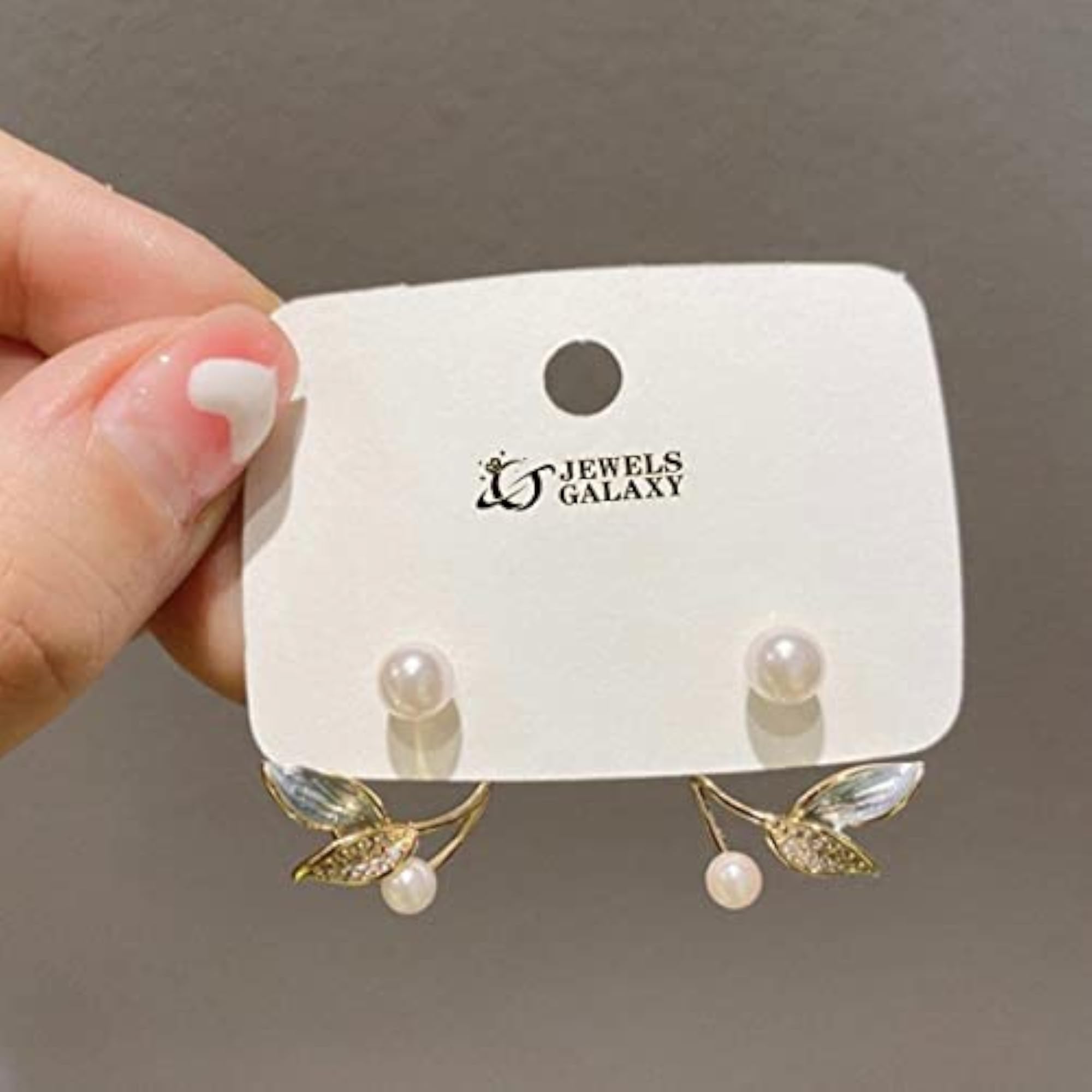 Leaf Inspired Pearl Drop Earrings