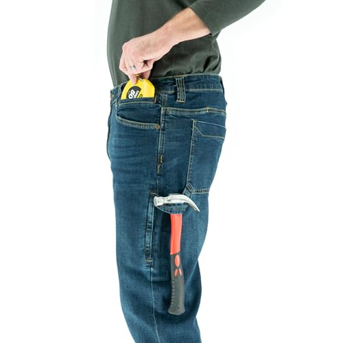 Iron & Haft Men's Journeyman Relaxed/Straight Fit Work Jeans, 12 Pocket Stretch Denim Tactical Jeans, Vintage/Medium Wash4