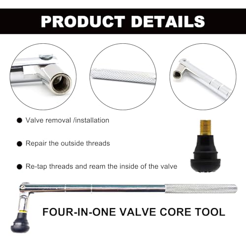 Image of Yourkar Valve Stem Installer Tool, Tire Valve Stem Puller Tool Single Dual Head Valve Core Remover, Tire Repair Tool Set with Valve Cores Valve Stem Replacement, Car Accessories