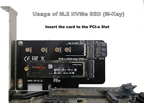 Image of Pi+(PiPlus) Dual M.2 PCIE Adapter for SATA or PCIE NVMe SSD, M.2 SSD NVME (m Key) and SATA (b Key) 2280 2260 2242 2230 to PCI-e 3.0 x 4 Host Controller Expansion Card (MKeyBkey)-NOT BOOTABLE