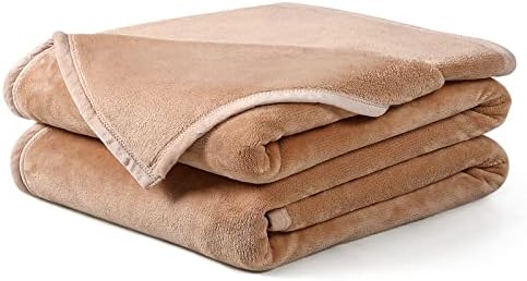 EASELAND Soft Blanket Warm Fuzzy Microplush Lightweight Thermal Fleece Blankets for Couch Bed Sofa,California King 102X108Inch,Camel