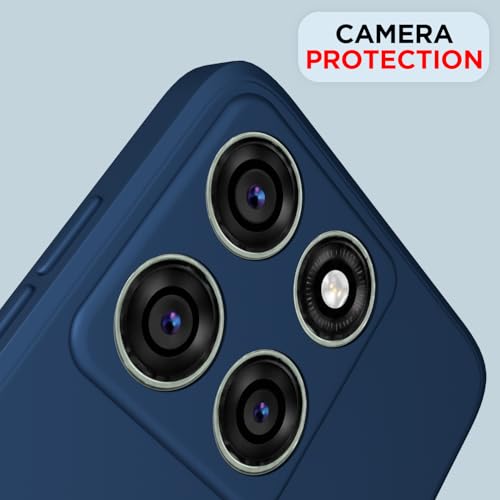 Image of Outlouders Back Cover for Motorola Moto Edge 60 Pro 5G | Camera Protection | Durable Soft Matte Silicone Bumper Case (Blue)