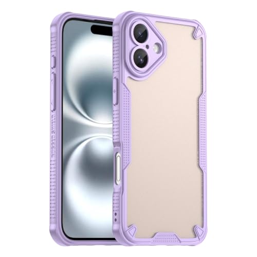 Coque iPhone 16 violet haut de gamme en verre trempé et finition givrée translucide