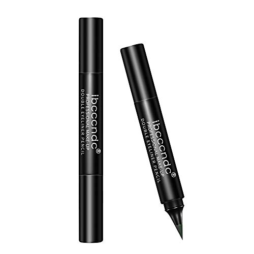 2 Pcs Green Eyeliner Stamp Waterproof Smudge Proof - Dual Ended Liquid Eye Liner Pen, Long Lasting & Sweatproof Makeup for Perfect Cat Eye Look (#07 Green)