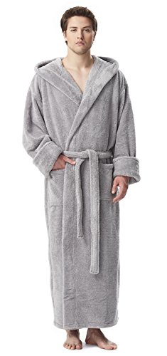 Arus Men's Fleece Robe, Long Hooded Turkish Bathrobe3