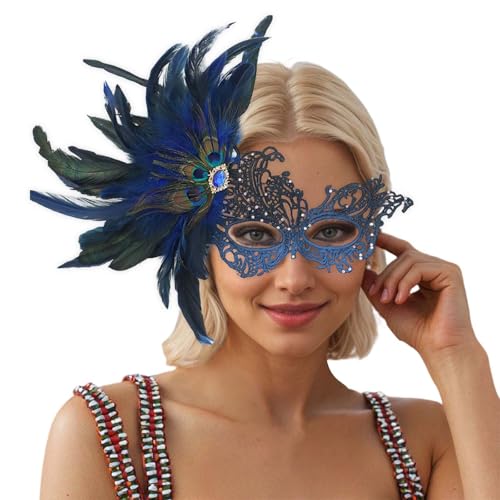 Masque Carnaval Venise Bal Masqué Homme Deguisement Sexy Venitien 1 Pièces pour Mascarade Fête Halloween Bleu, Taille unique
