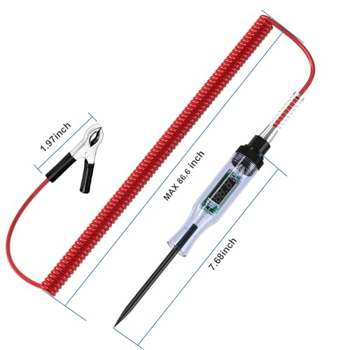 Image of Hetkrishi Test Light Automotive, Automotive Circuit Tester, DC 6V-24V Digital LED Test Light with Portable, Auto Bidirectional Voltage Tester Electric Test Pen with Voltmeter and Probe