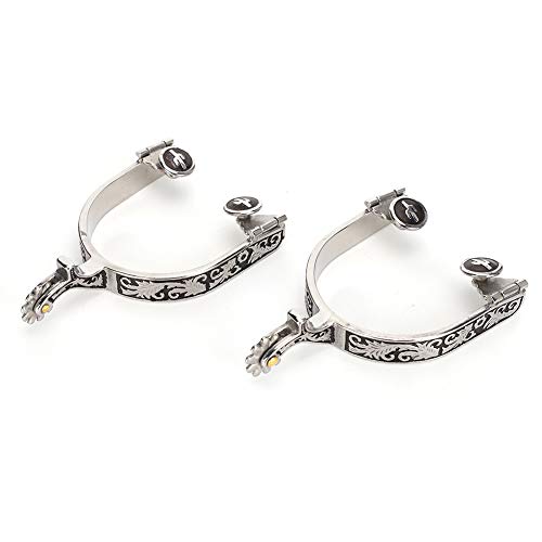 Yuecoom Horse Spurs, Women's Spurs for Boots, Stainless Steel West Cowboy Horse Boot Spurs with Gear Horse Boot Spurs Decoration Horse Boot Spurs, for Equestrian Competition Entertainment