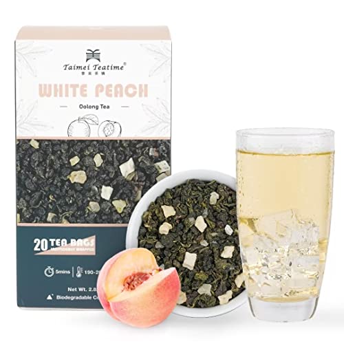 Taimei Teatime White Peach Oolong Tea Bags Loose Leaf (20Ct), Premium Natural Fruit Tea From Germany,Medium Caffeine,Brew Hot Or Iced Tea #TOP26