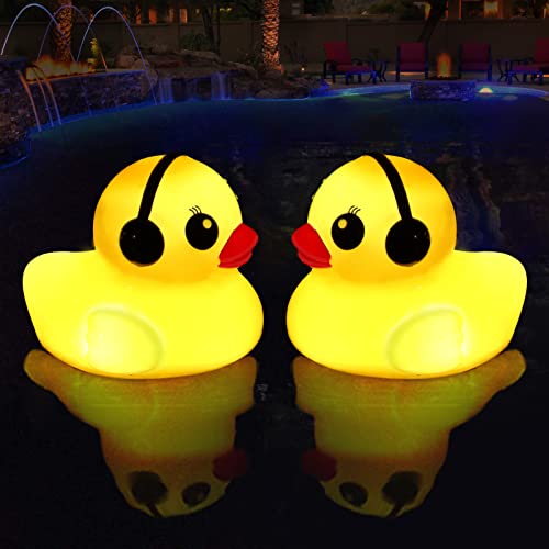 Cootway Luz Flotante Solar Para Piscina, 2Pcs Luces Piscina Flotante IP68 Impermeable,8cm Luces Solares Piscina Pato, para Piscina, Bañera Niño