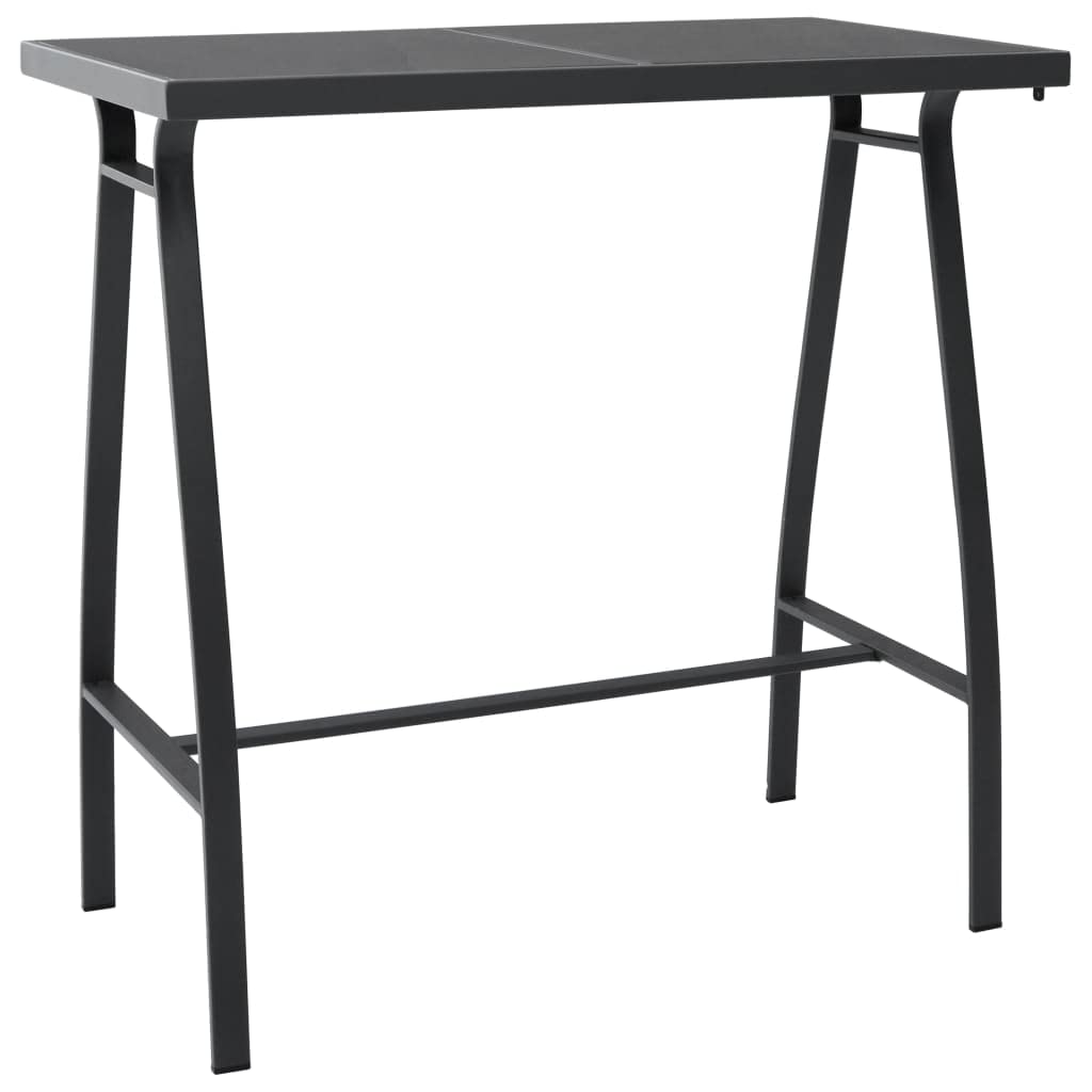 Mesa de bar de jardín, color negro, cristal templado, estructura de acero, 110 x 60 x 110 cm, mesa de terraza para exteriores, con placa de cristal de 5 mm, para balcón, uso estable y robusto